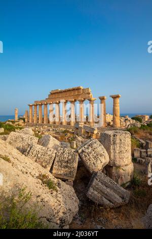 Tempio R, Selinunte, Castelvetrano, Trapani, Sicilia, Italia, Europa Foto Stock