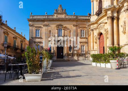 Municipio, Ragusa Ibla, Val di noto, Patrimonio dell'Umanità dell'UNESCO, Sicilia, Italia, Europa Foto Stock