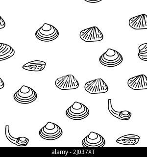 Clam Marine Sea Farm Nutrition Vector Seamless Pattern Illustrazione Vettoriale