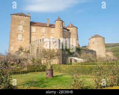 Castello di Berze (Forteresse de Berze) la più grande fortezza della Borgogna meridionale, Berze-le-Chatel, Saone-et-Loire, Borgogna, Francia Foto Stock
