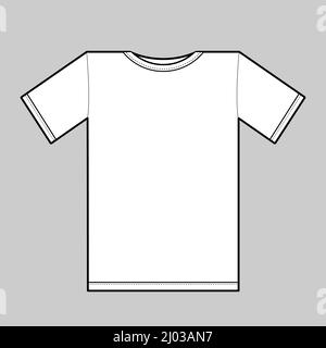 Modello T-shirt bianco bianco bianco bianco isolato su sfondo grigio. Illustrazione vettoriale Illustrazione Vettoriale