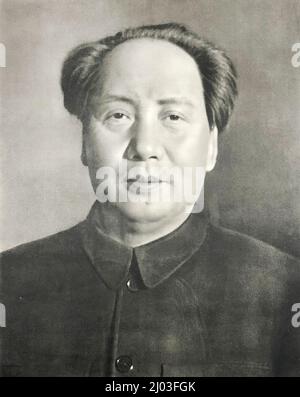 Ritratto fotografico di Mao Zedong. Foto Stock