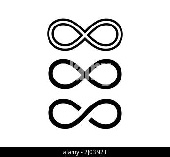 Il loop infinito forma le icone dei simboli su sfondo bianco. Illustrazione vettoriale. Illustrazione Vettoriale