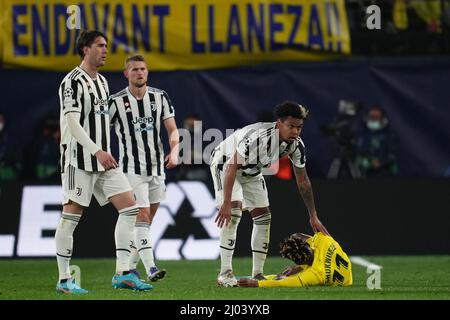 Durante la partita della UEFA Champions League, round del 16 tra Villarreal CF e Juventus disputato al la Ceramica Stadium il 22 febbraio 2022 a Villarreal, Spagna. (Foto di / PRESSINPHOTO) Foto Stock