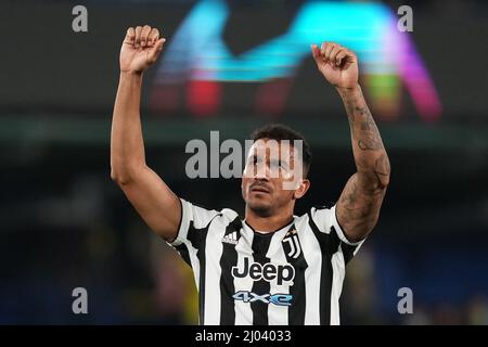 Danilo di Juventus durante la partita UEFA Champions League, round del 16 tra Villarreal CF e Juventus disputato allo stadio la Ceramica il 22 febbraio 2022 a Villarreal, Spagna. (Foto di / PRESSINPHOTO) Foto Stock