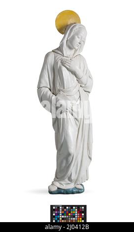 La Vergine dell'Annunciazione. Andrea della Robbia (Italia, Firenze, 1435-1525). Italia, circa 1465. Scultura. Terracotta smaltata in piombo Foto Stock