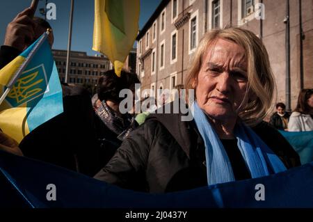 Roma, Italia. 13th Mar 2022. (3/13/2022) dimostrazione della comunità Ucraina che vive a Roma contro l'invasione russa dell'Ucraina. (Foto di Andrea Ronchini/Pacific Press/Sipa USA) Credit: Sipa USA/Alamy Live News Foto Stock