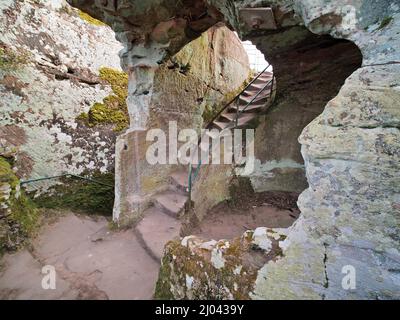 Scale a Burg Drachenfels, Busenberg, Germania Foto Stock