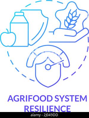 Icona del concetto di resilienza del sistema agroalimentare blu gradiente Illustrazione Vettoriale