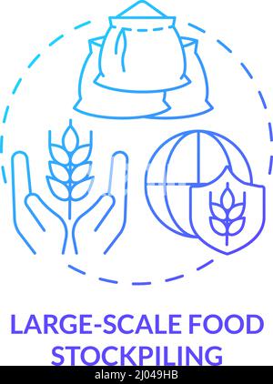 Icona di concetto gradiente blu per l'accumulo di cibo su larga scala Illustrazione Vettoriale