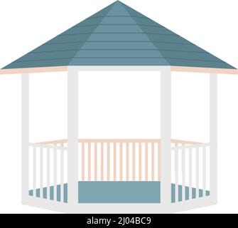 Gazebo esterno per oggetto vettoriale semi-piatto a colori sul retro Illustrazione Vettoriale