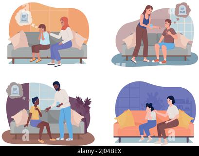 Episodio di panico, depressione 2D illustrazione isolata vettore Illustrazione Vettoriale