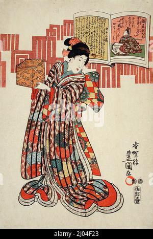 Poesia di Kamakura Udaijin. Utagawa Kunisada (Toyokuni III) (Giappone, Edo, 1786-1865). Giappone, circa 1847-1852. Stampe; blocchi di legno. Stampa a blocchi di legno a colori Foto Stock