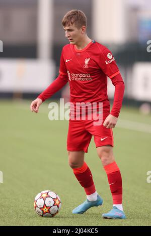 Vinovo, Italia, 15th marzo 2022. Max Woltman di Liverpool durante la partita della UEFA Youth League presso il Juventus Center di Vinovo. Il credito d'immagine dovrebbe essere: Jonathan Moscrop / Sportimage Credit: Sportimage/Alamy Live News Foto Stock