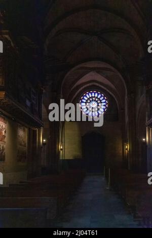 Vidrieras de la Catedral de la Asunción en Mondoñedo, Galizia, Lugo, España Foto Stock