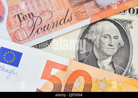 Dollaro Pound Euro valuta Foto Stock