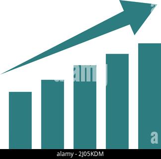 Barre e frecce ascendenti. Analisi commerciale e finanziaria. Vettori modificabili. Illustrazione Vettoriale