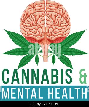 Disegno di banner per illustrazione di cannabis e salute mentale Illustrazione Vettoriale