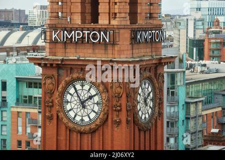 Manchester City Center skyline Landmark Kimpton Hotel clock Tower, Kimpton Clocktower Hotel Foto Stock