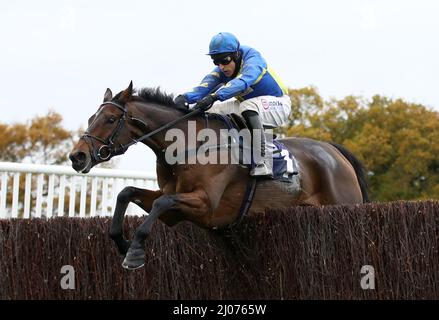 Foto di archivio datata 30-10-2020 di Shan Blue, che ha lavorato bene, è un cavallo fresco e dovrebbe andare bene nel 2,50 a Cheltenham - 1pt ogni modo. Data di emissione: Giovedì 17 marzo 2022. Foto Stock