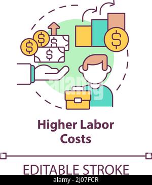 Icona del concetto di costi di manodopera più elevati Illustrazione Vettoriale