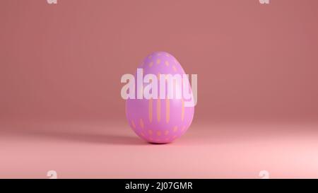 Uovo di Pasqua colorato isolato su sfondo rosa - illustrazione 3D Foto Stock