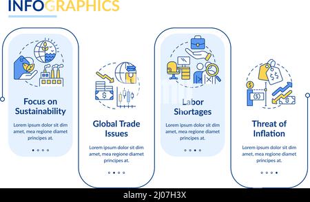 Modello infografico rettangolo trend macro-economia Illustrazione Vettoriale