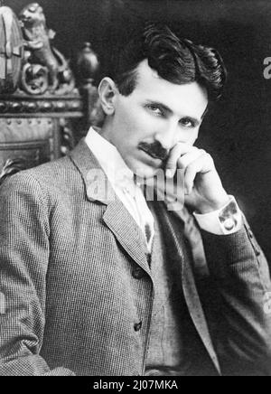 Ritratto di Nikola Tesla (1856-1943). Museo: COLLEZIONE PRIVATA. Autore: ANONIMO. Foto Stock