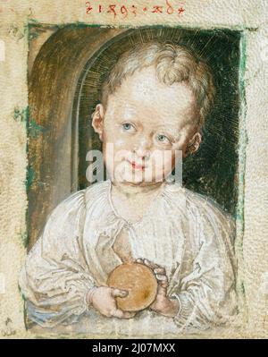 Il bambino di Cristo che tiene l'orbita. Museo: Albertina, Vienna. Autore: Albrecht Dürer. Foto Stock