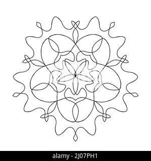 Mandala nero isolato con motivo geometrico floreale per un libro da colorare o disegno tatoo. Foto Stock