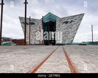 Bacino di carenaggio Titanic al Titanic Experience Belfast Foto Stock