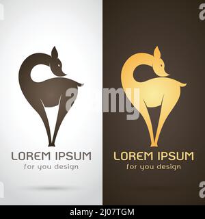 Immagine vettoriale del disegno del cervo su sfondo bianco e marrone, Logo, simbolo. Illustrazione vettoriale a livelli facilmente modificabile. Illustrazione Vettoriale