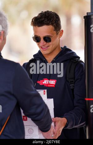 Sakhir, Bahrein. 17th Mar 2022. Bahrain International Circuit, Sakhir, Bahrain il 17 marzo 2022 Lando Norris 4 (GBR), McLaren MCL36 durante LA FORMULA 1 GULF AIR BAHRAIN GRAND PRIX 2022, Eleanor Hoad Credit: Every Second Media/Alamy Live News Foto Stock