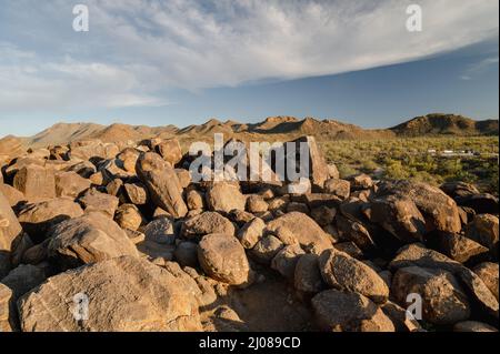 Antichi petroglifi su Signal Hill a Tucson Foto Stock