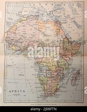 Una mappa di fine 19th secolo dell'Africa che mostra un sacco di vecchi nomi e confini / confini. Foto Stock