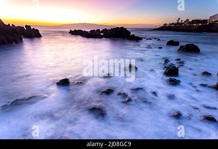 Playa Alcala Sunset, Tenerife Foto Stock