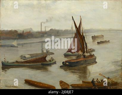 Grigio e Argento: Vecchia Battersea Reach. James McNeill Whistler. 1863. Foto Stock