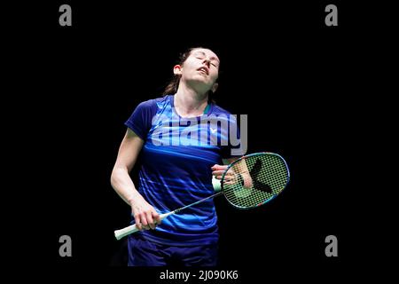 Kirsty Gilmour in azione contro Korea's an SeYoung durante il secondo giorno dello YONEX All England Open Badminton Championships presso l'Otilita Arena di Birmingham. Data foto: Giovedì 17 marzo 2022. Foto Stock