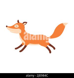 Illustrazione cute corsa volpe. Illustrazione vettoriale isolata. Illustrazione Vettoriale