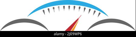 Icona del tachimetro. Indicatore e logo del misuratore di giri/min. Illustrazione vettoriale Illustrazione Vettoriale