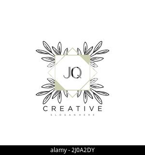 JQ Initial Letter Flower Logo Template vettore premium Illustrazione Vettoriale
