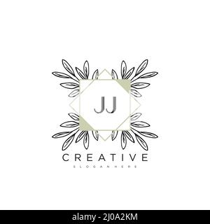 JJ Initial Letter Flower Logo Template vettore premium Illustrazione Vettoriale