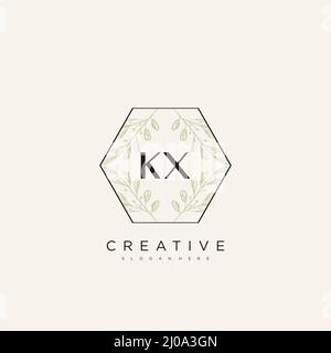 KX Initial Letter Flower Logo Template vettore premium Illustrazione Vettoriale
