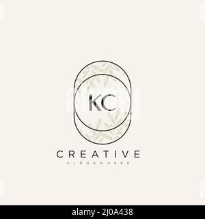 KC Initial Letter Flower Logo Template vettore premium Illustrazione Vettoriale