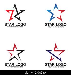 modello di logo a stella icona vettoriale disegno-vettore Illustrazione Vettoriale