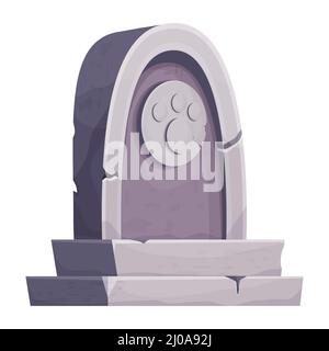 Lapide di PET, funerali animali con impronta a piedi in stile cartoon isolato su sfondo bianco. . Illustrazione vettoriale Illustrazione Vettoriale