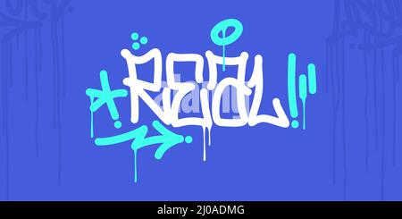 Astratto Hip Hop scritto a mano Urban Street Art Graffiti Style Word Real Vector Illustration Illustrazione Vettoriale