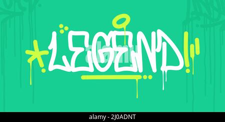 Flat Abstract Hip Hop scritto a mano Urban Street Art Graffiti Style Word Legend Vector Illustration Illustrazione Vettoriale