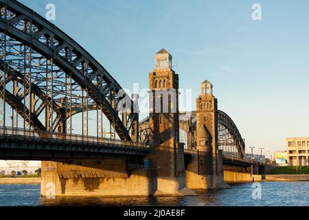 Pietro il Grande Ponte Grande Ponte tramonto neva, Foto Stock