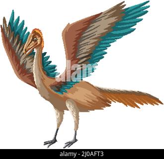 Un Archaeopteryx dinosauro su sfondo bianco Illustrazione Vettoriale